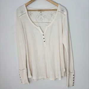 IDYLLWIND Miranda Lambert Waffel Henley Thermo Shirt Western Boho Neutral Gr. XL - Bild 1 von 23