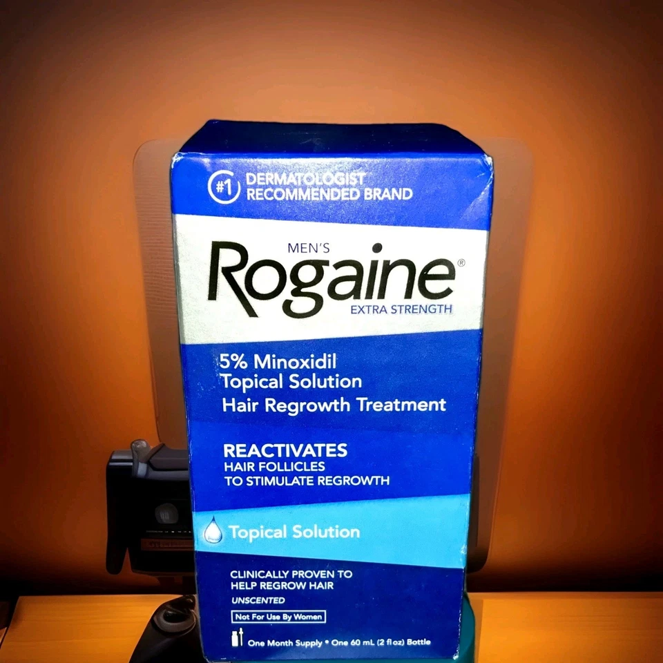 Rogaine Extra Strength masculino 5% solução tópica de minoxidil fornecimento de 1 mês NOVO/2028 - Imagem 1 de 4
