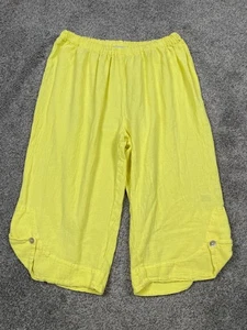 Oh My Gauze Pants Womens L XL Ruched Crop Gauzy Lagenlook Pullon Beach Boho Wide - Picture 1 of 9