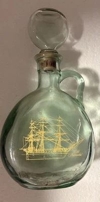   "Old Ironsides" Decanter w/Stopper Old Fitzgerald Bourbon Whiskey Glass Green - Image 1 of 4