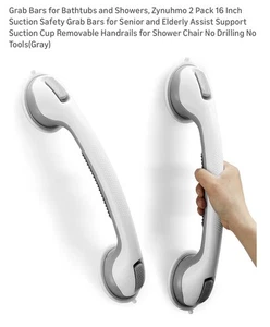Barras de agarre para bañeras y duchas, paquete de 2 Zynuhmo agarre de seguridad de succión de 16 pulgadas - Imagen 1 de 10