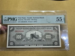 South Viet Nam Banknotes 100 Dong 1955 P-8a PMG-55EPQ UNC_LDP Shop. - Picture 1 of 2