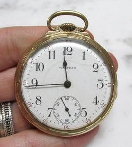 Antique 1907 Gold Star Waltham 10K RGP Open Face Pocket Watch ~ 21J ~ 9-I824 - Picture 1 of 6