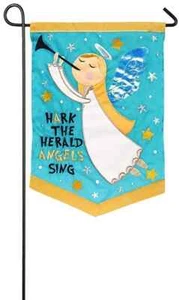 **OPEN FLAG** Angel Sing 168586BL Evergreen APPLIQUE Garden Flag 12.5”x18” - Picture 1 of 1