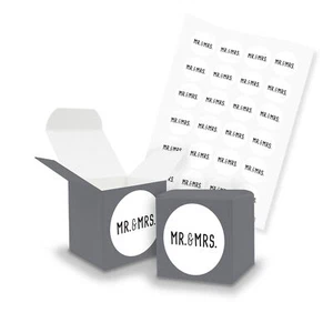 24x itenga Gast Geschenk Box Schachtel Würfel "Mr. & Mrs." Hochzeit grau neu - Bild 1 von 2