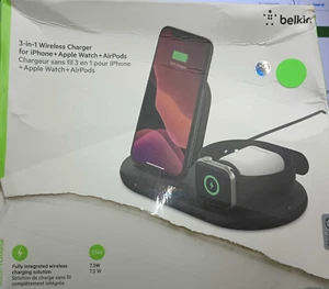 Belkin - chargeur sans fil 3-en-1 support de charge rapide pour iPhone, montre et AirPods - Photo 1 sur 1