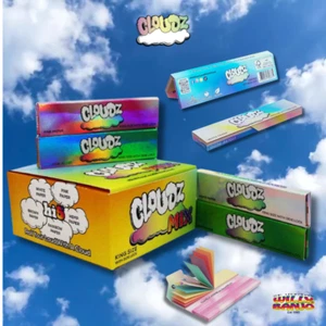 Cloudz Rainbow, Hemp, Brown + Pink smoking Clouds cont 32 Rolling Papers + Tips - Picture 1 of 27