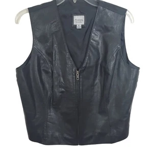 Wilsons Leather Maxima Zip Front Vest Black Sleeveless Moto Biker Goth Large - Picture 1 of 9