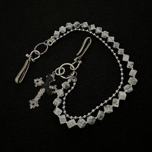 Men Punk Beaded Cross Wallet Chain Links Gothic Keychain Jeans Pants Chain Lady - Picture 1 of 12