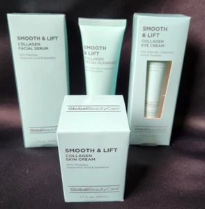 4pc GLOBAL BEAUTY CARE Smooth Lift Collagen Facial Serum Cleanser Eye Skin Cream - Picture 1 of 6