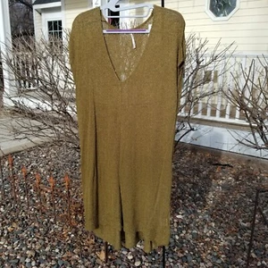 NWT FREE PEOPLE Tunic Sweater Vest Hi Lo Green Heathered sz XS/S lightweight - Picture 1 of 14