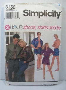 Camisa Corbata Boxer Patrón Simplicity 8150 Talla BB (L-XL) Misses Hombres Adolescentes Niños - Imagen 1 de 8