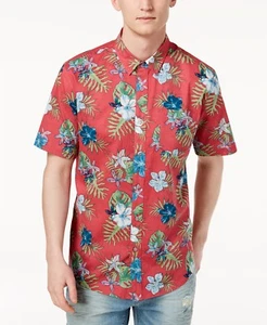 $116 American Rag Men'S Classic Fit Red Blue Floral Short Sleeve Button Shirt Xl - Picture 1 of 2