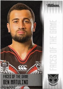 2017 NRL Traders Faces of the Game (FOTG 44/48) Ben MATULINO Warriors - Picture 1 of 1