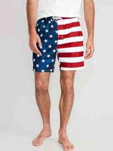 Neu mit Etikett Old Navy amerikanische Flagge USA patriotische Badehose Boardshorts 7" Herren XS - Bild 1 von 3