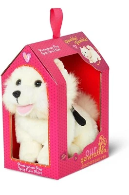 Our Generation White Pomeranian Poseable Puppy with Leash 7" Plush - Image 1 of 2