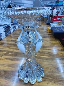 Beistelltisch 3 Pfauenstil große Diamanten Kristall funkelnd silber & weiß 40x60 - Bild 1 von 8