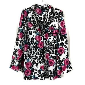 Lane Bryant Rose Leopard Print Button Front Pajama Top Womens 20 - Picture 1 of 5