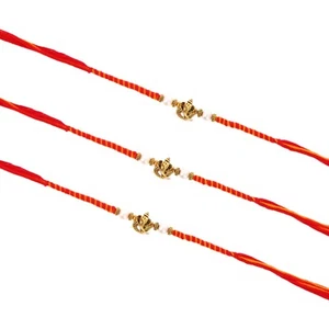 3x Rakhi Thread Bracelet Multicolour Ganesh Bead Raksha Bandhan Rakhari Dora - Picture 1 of 8