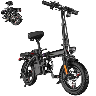 EBKAROCY 48V 400W 14" Stretch Tire Folding Electric Bicycle City EBike - Image 1 of 4