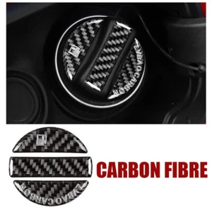 2PC Black Carbon Fiber Car Fuel Tank Cap Cover Decoration Sticker Accessories - Picture 1 of 6