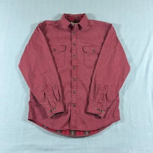 Vintage LL Bean Hurricane Shirt Men Medium Red Flannel Lined Canvas  Workwear - Picture 1 of 12