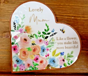 Mothers Day Gifts For Mum Step Mum Acrylic Plaque Heart- Mum To The World - Picture 1 of 1