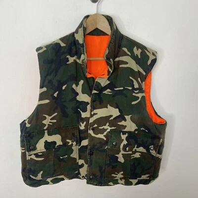 Bushline Men XL Camo Insulated Vest Hunting Camouflage Reversible Orange - Image 1 of 4