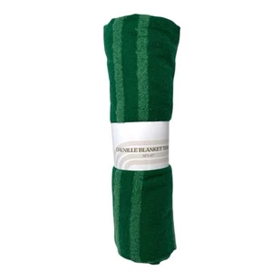 Chenille Blanket Throw Green Stripes 50 x 60 - Picture 1 of 5