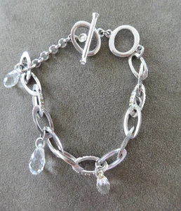 BRAZALETE SWAROVSKI CRISTAL GOTAS Y PAVÉ PALANCA TONO PLATA ENCANTO TAL CUAL - Imagen 1 de 13