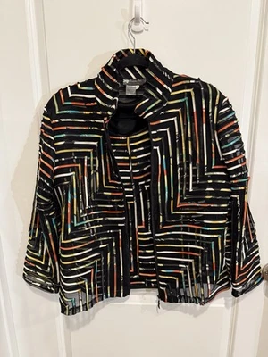 Conjunto de chaqueta sin mangas Damee Inc multicolor cremallera frontal talla XL 3/4 mangas arte de usar Foto 1 de 4