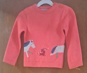 Jacadi Paris orange Pullover Intarsien Strick Pferd & Hund 36 Monate/86 cm - Bild 1 von 14