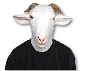 Realistic Goat Mask Full Head Latex Animal Costume for Halloween Pranks - Picture 1 of 4