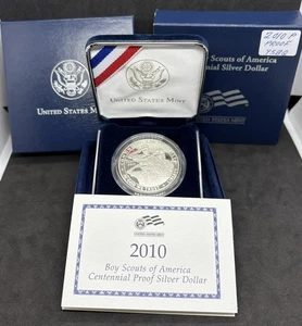 2010-P Proof Boy Scouts 90% Silver Commemorative Dollar, OGP Box & COA! - Picture 1 of 5