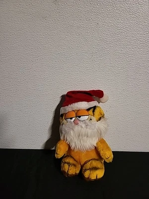 Peluche Garfield 1981 Vintage 9" Navidad Papá Noel Garfield Gato Foto 1 de 4