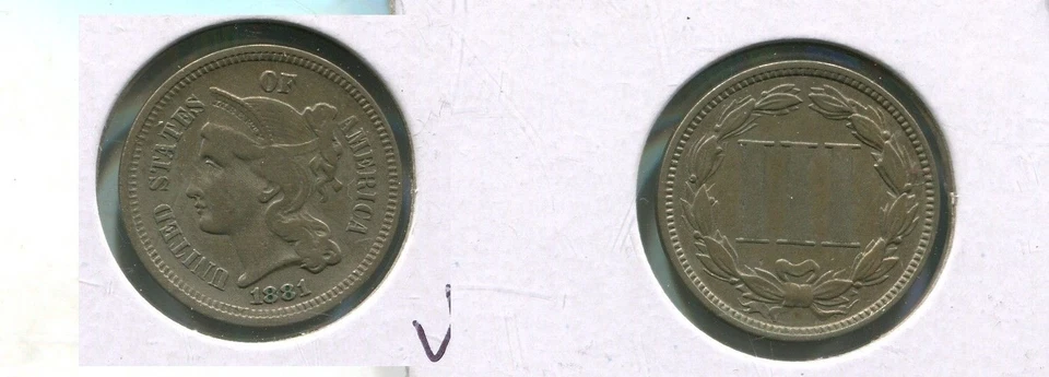 1881 THREE CENT PIECE TYPE COIN VF 4019T - Image 1 of 1