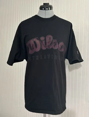 Camiseta de Colección Wilson Athletics Grande Algodón Pesado Negra HECHA EN EE. UU. Foto 1 de 4