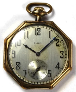 1925 Elgin Grade 303 12s 7j RGP Pocket Watch w/ Octagon Case - Parts/Repair - Picture 1 of 4