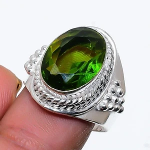 Green Peridot Gemstone Handmade 925 Sterling Silver All Size Ring For Gift - Picture 1 of 1
