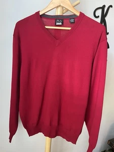 Suéter Jos A Bank Traveler Para Hombre Rojo Pullover Cuello en V Lana Merino Talla Mediana B5 - Imagen 1 de 6
