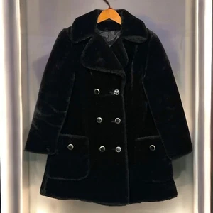 Abrigo Chaqueta de Colección Años 80 Mujer Pila de Terciopelo Negro Pila de Imitación Guisante Talla Pequeña Usada en Excelente Condición - Imagen 1 de 6