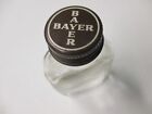 Vintage BAYER ASPIRIN BOTTLE 3" Tall Embossed Glass Bottle metal cap mid cent