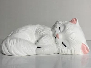 Scioto Ceramic Sleeping Cat Figurine Art Pottery 1980 Vintage Persian Kitty - Picture 1 of 11