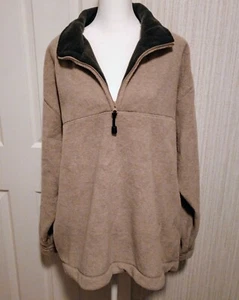 St. John's Bay Women's Henley Jacket Size XL Grayish Tan Fleece Pockets Zip, EUC - Picture 1 of 21
