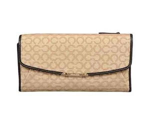 Cartera Coach Madison Op Art punta de aguja chequera caqui/negro 51326 F51326 - Imagen 1 de 2