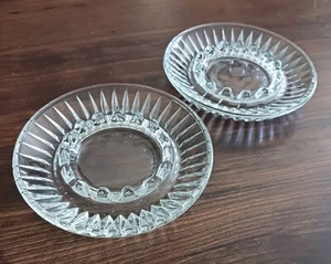 Ashtray Clear Glass Lot Of 2 Small 4.75" Diameter Very Good Vintage Ashtrays - Picture 1 of 4