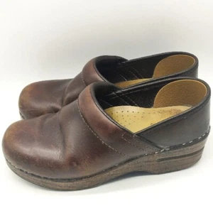 Dansko Brown Woven Leather Mules Clogs Professional Shoes Women’s Sz 37 - Picture 1 of 8
