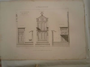 Planche gravure mobilier d'église de Vaugirard Paris Stalle de Mr le curé - Imagen 1 de 1