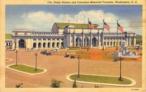 Postal DC: Union Station y Columbus Fountain, Washington D.C. publicada 1948 - Imagen 1 de 2