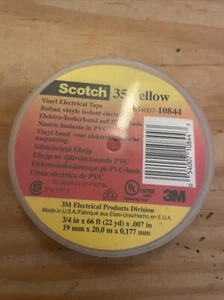 Scotch Pro 3m Yellow Electrical Tape 35 Vinyl Coding isolation 3/4"x66' 1 Roll - Picture 1 of 3